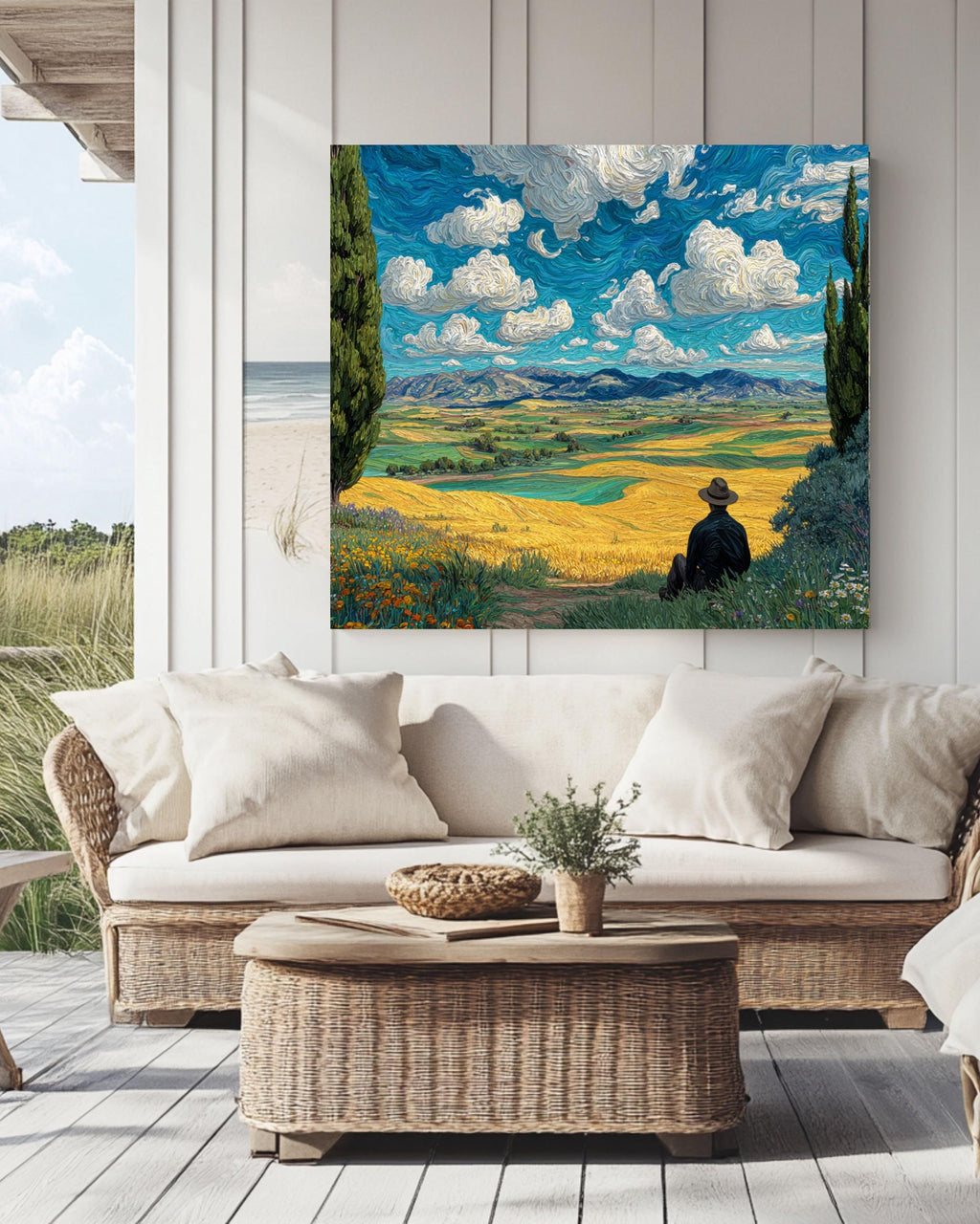 Van Gogh Inspired Tuscany Landscape Print, Textured Impressionism Wall Art