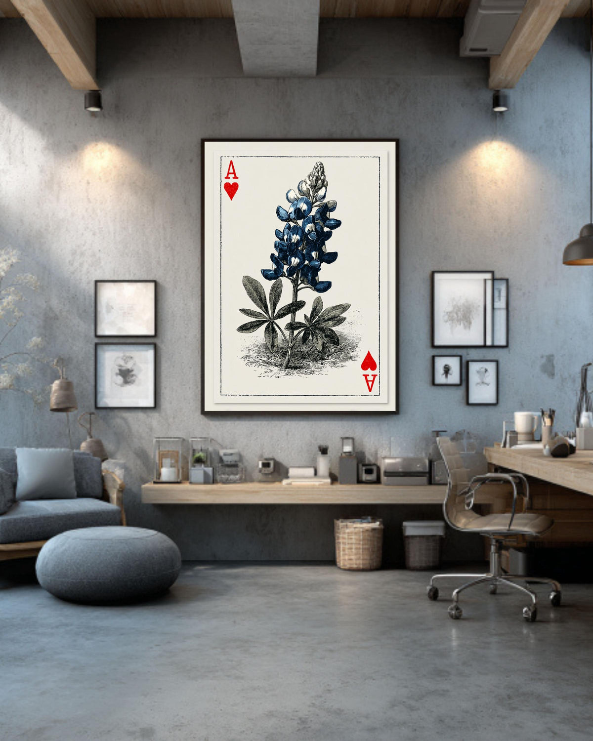 Ace of Hearts Lupine Flower Print: Vintage Botanical Art