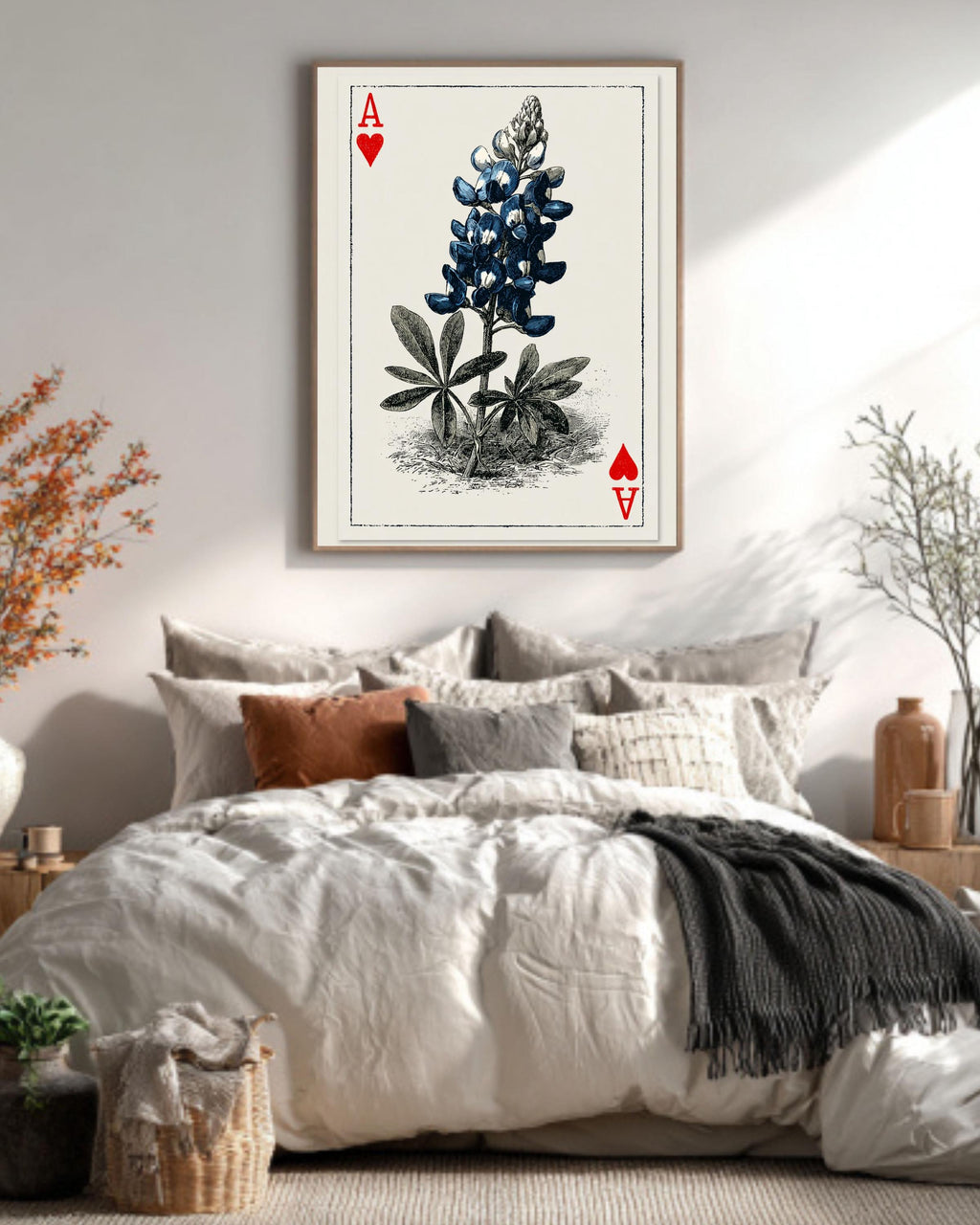 Ace of Hearts Lupine Flower Print: Vintage Botanical Art