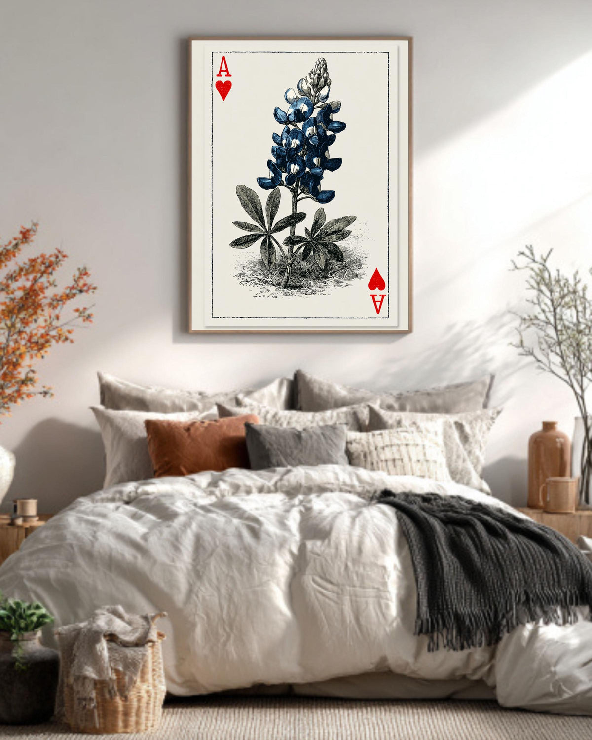 Ace of Hearts Lupine Flower Print: Vintage Botanical Art