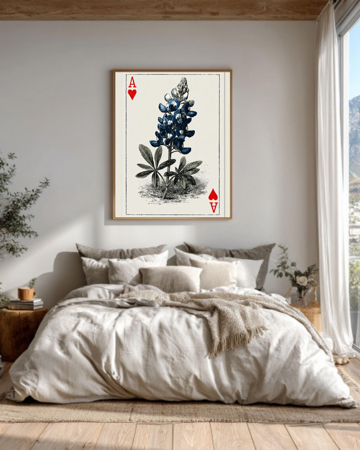 Ace of Hearts Lupine Flower Print: Vintage Botanical Art