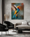 Vibrant Hummingbird Canvas Art: Jewel Tone Tropical Decor