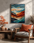 Abstract Mountain Canvas: Layered Wave Texture, Earth Tones Art Print
