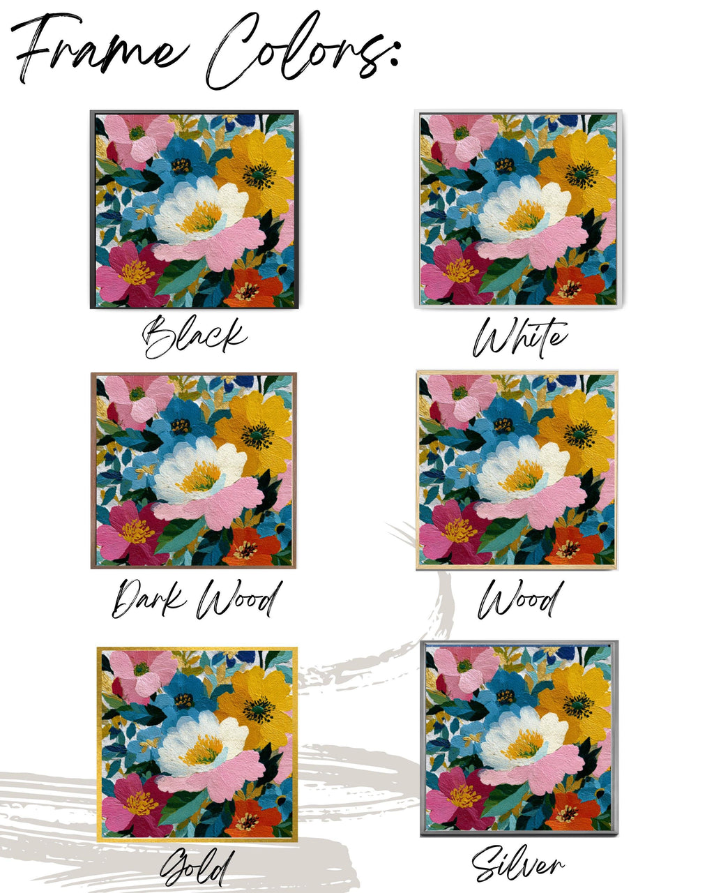 Colorful Floral Canvas Wall Art: Modern Botanical Painting Print