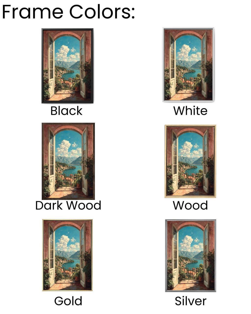 Italian Balcony Canvas Print: Mediterranean Lake View Wall Art