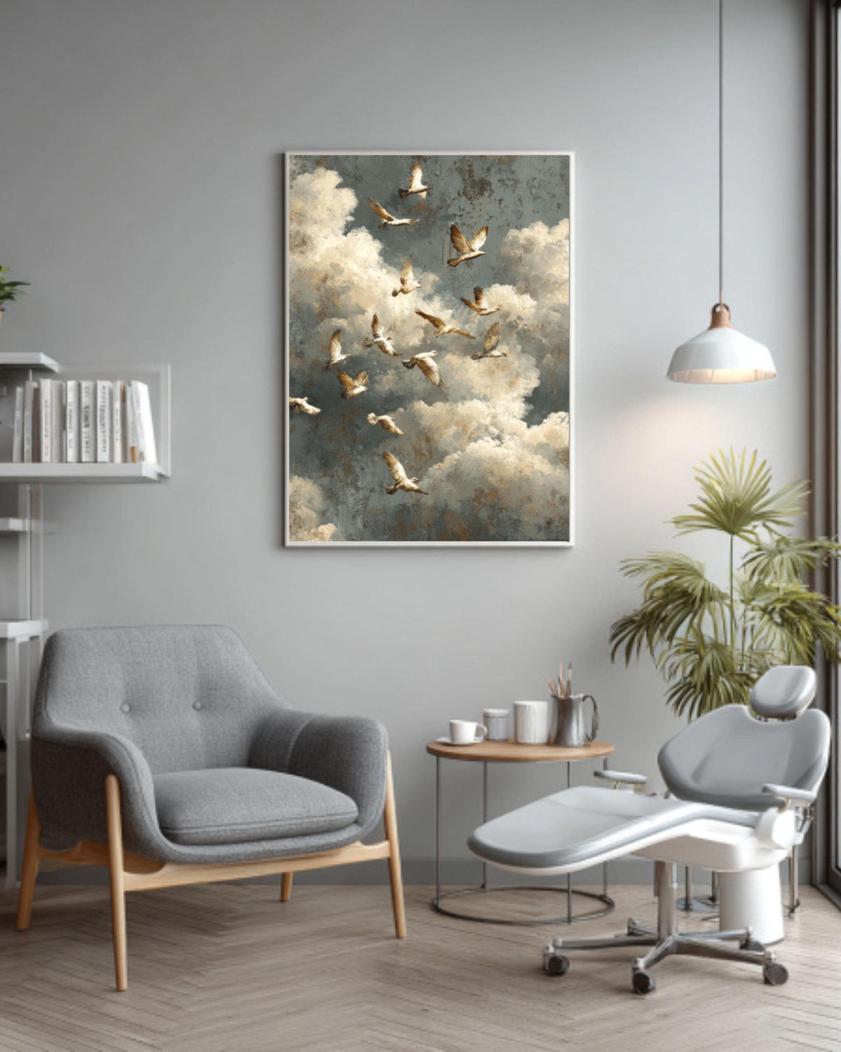 Framed Canvas Bird Art: Neutral Rustic Minimalist Wall Decor