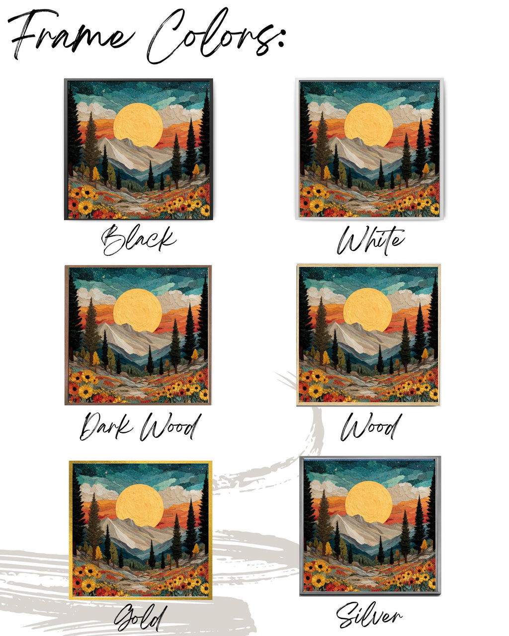 Southwestern Sun Canvas Print: Boho Mountain Floral Landscape