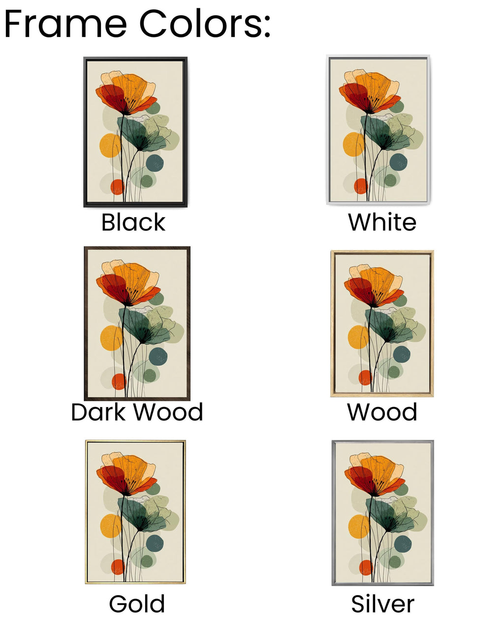 Mid Century Modern Poppy Canvas Print: Abstract Floral Wall Art