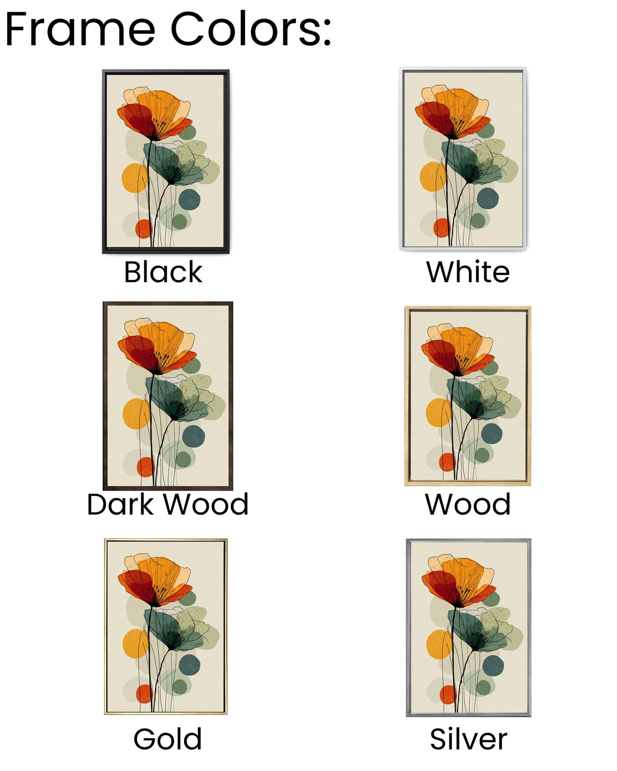 Mid Century Modern Poppy Canvas Print: Abstract Floral Wall Art
