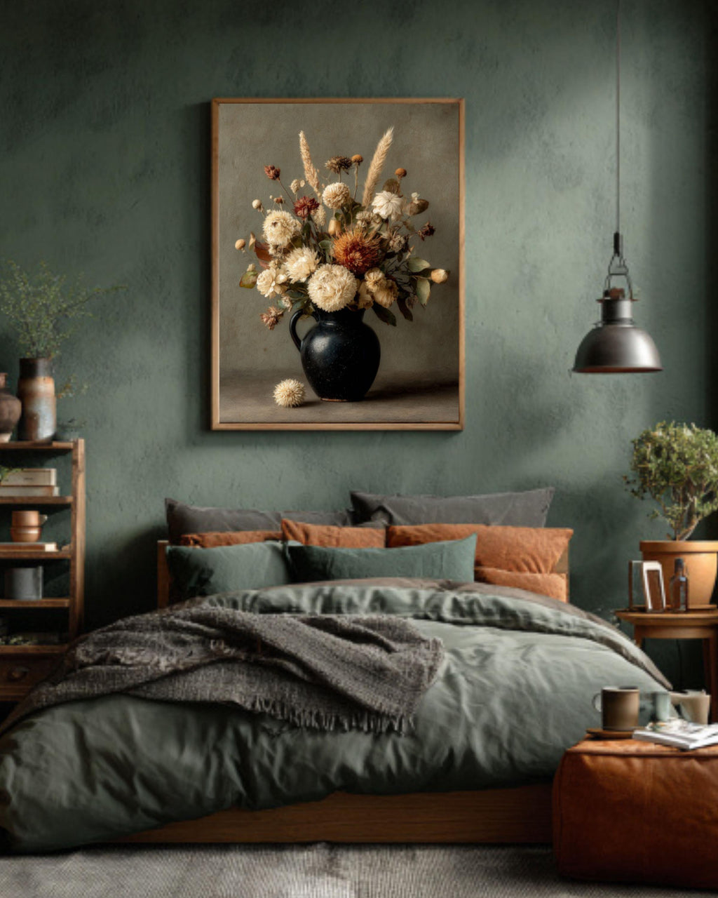Gothic Autumn Floral Canvas Print: Moody Victorian Still Life