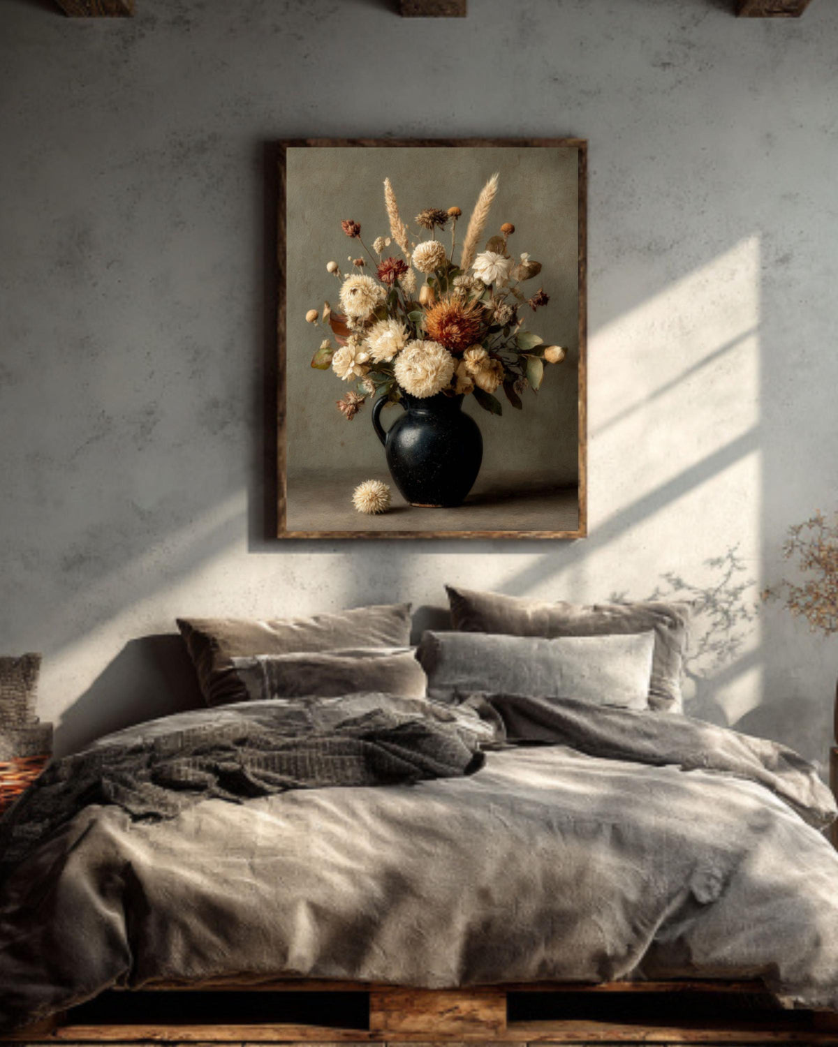 Gothic Autumn Floral Canvas Print: Moody Victorian Still Life