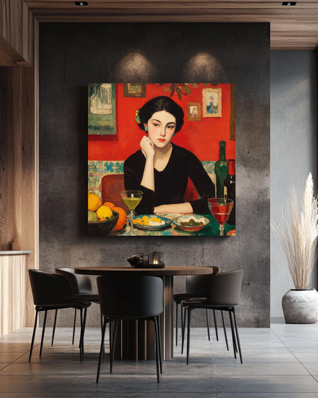 Vintage Abstract Oil Painting Print: Mid-Century Modern Wall Art