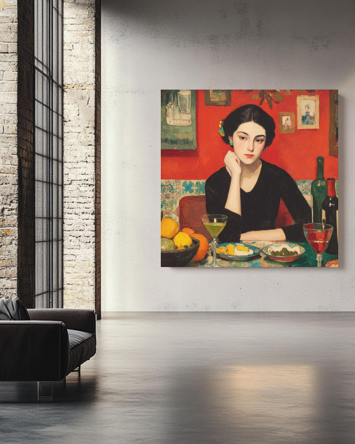Vintage Abstract Oil Painting Print: Mid-Century Modern Wall Art