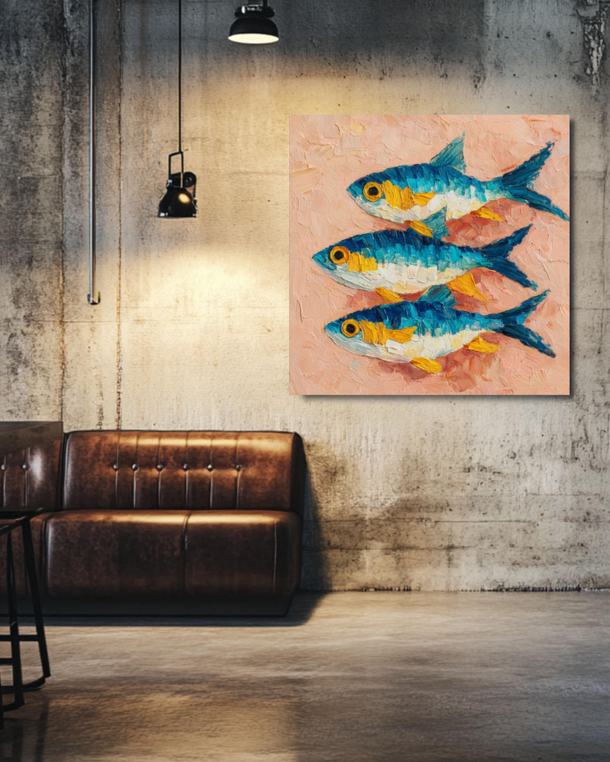 Sardine Oil Painting: Impasto Still Life, Rustic Kitchen Art