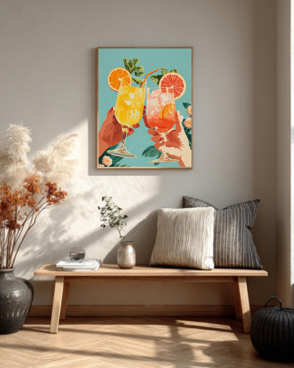 Preppy Martini Bar Canvas Art: Trendy Cocktail Wall Decor