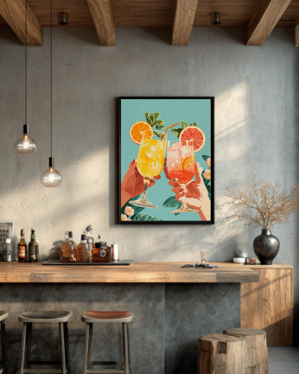 Preppy Martini Bar Canvas Art: Trendy Cocktail Wall Decor