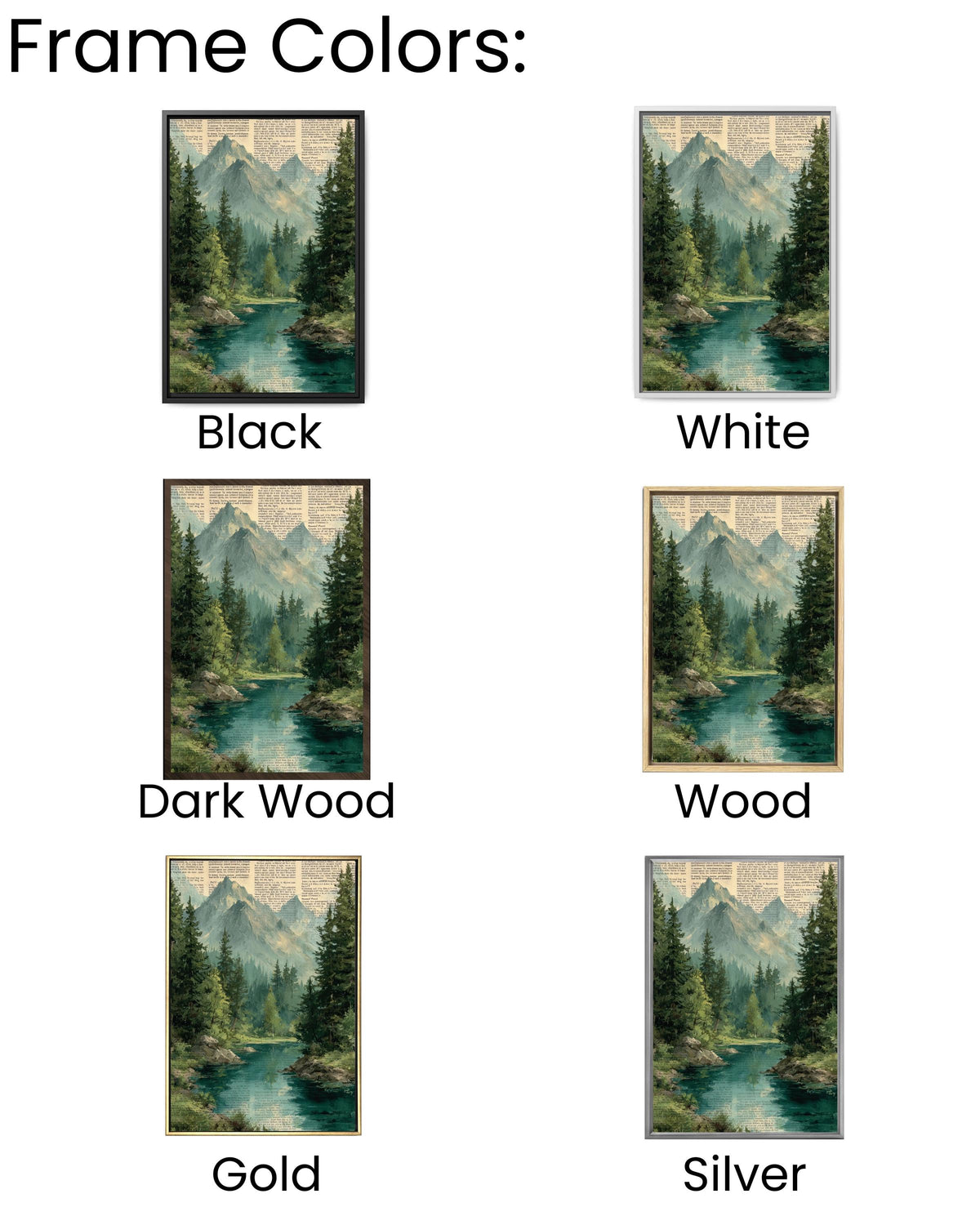 Mountain Landscape Canvas Print: Rustic Pine Tree Forest Wall Art