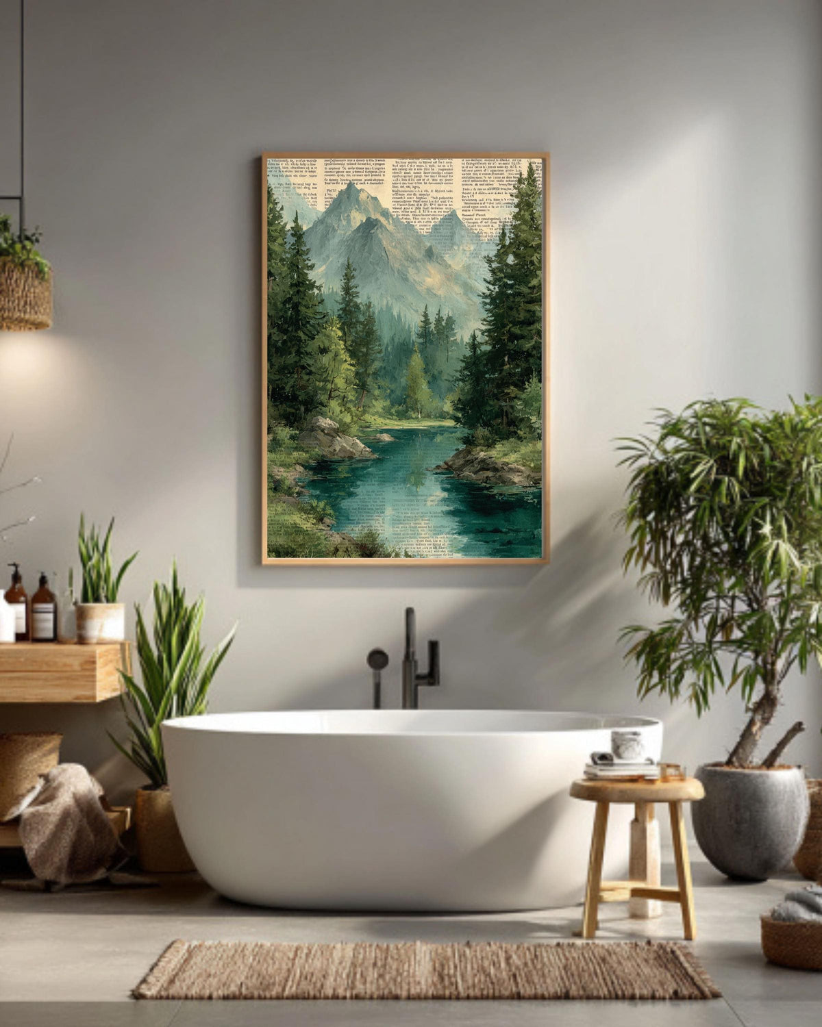 Mountain Landscape Canvas Print: Rustic Pine Tree Forest Wall Art