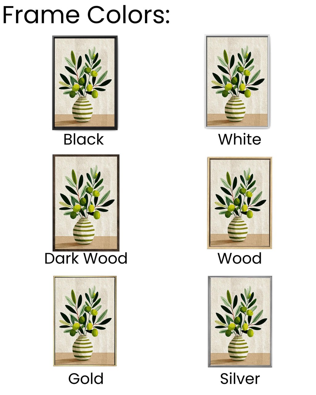 Scandinavian Olive Flower Canvas: Minimalist Nordic Botanical Art Print