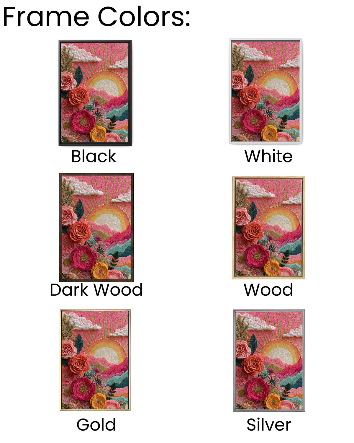 Floral Sunrise Canvas Art: Boho Abstract Nature Painting
