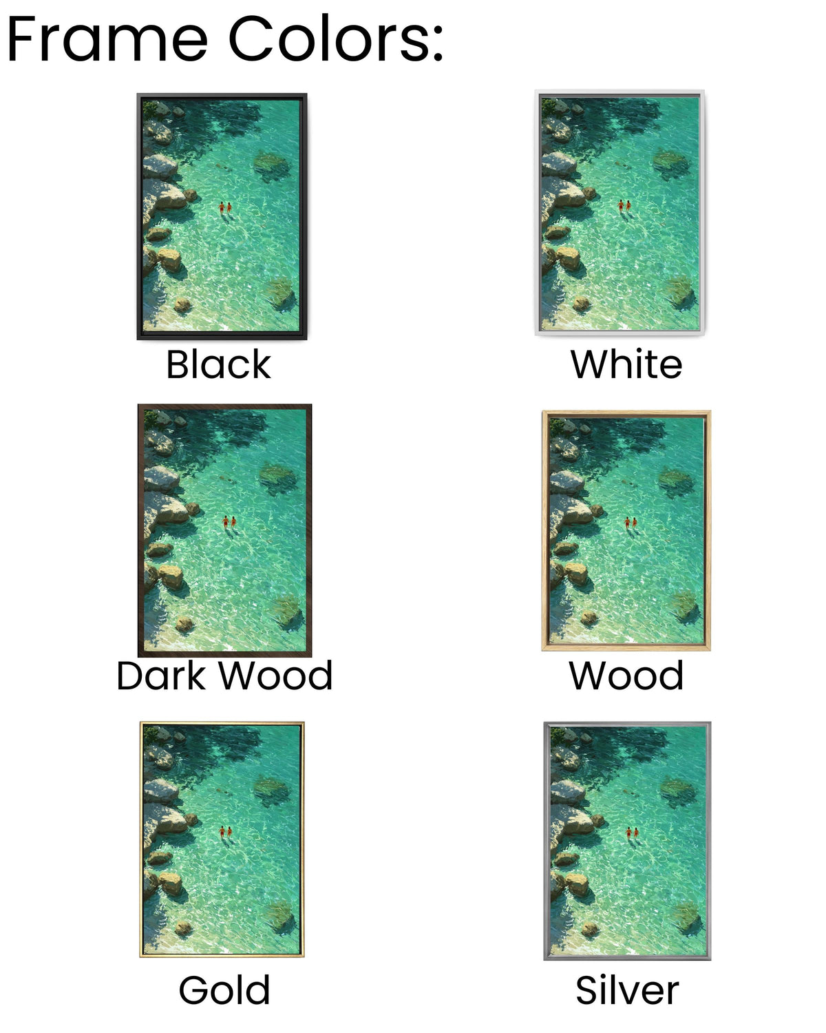 Green Abstract Oil Painting Print: Turquoise Swimming Artwork