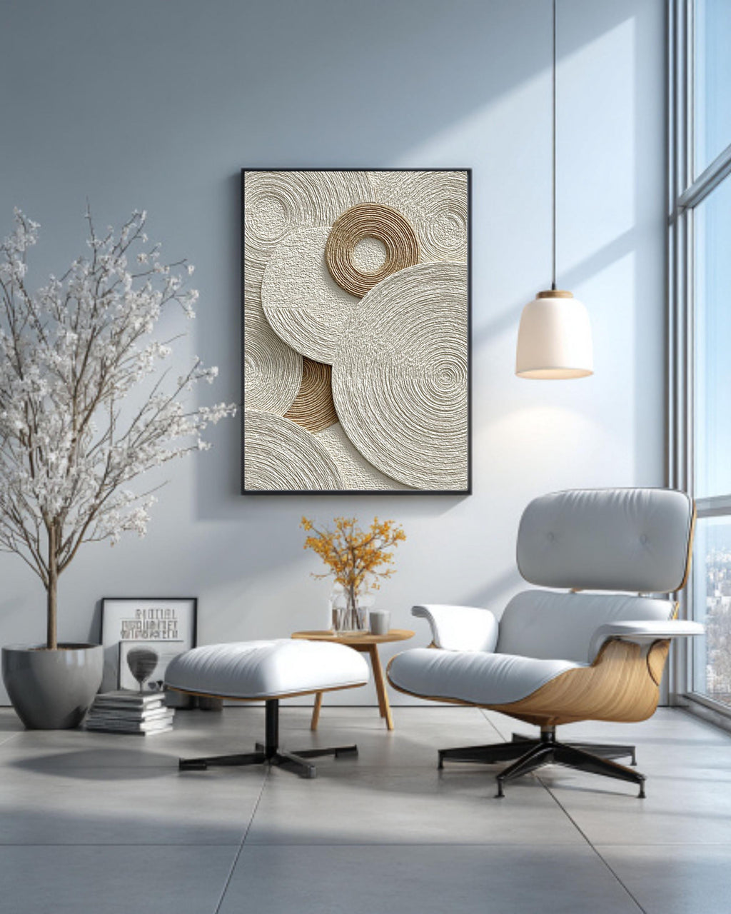 Beige Textured 3D Abstract Inspired Canvas Art: Modern Minimalist Decor