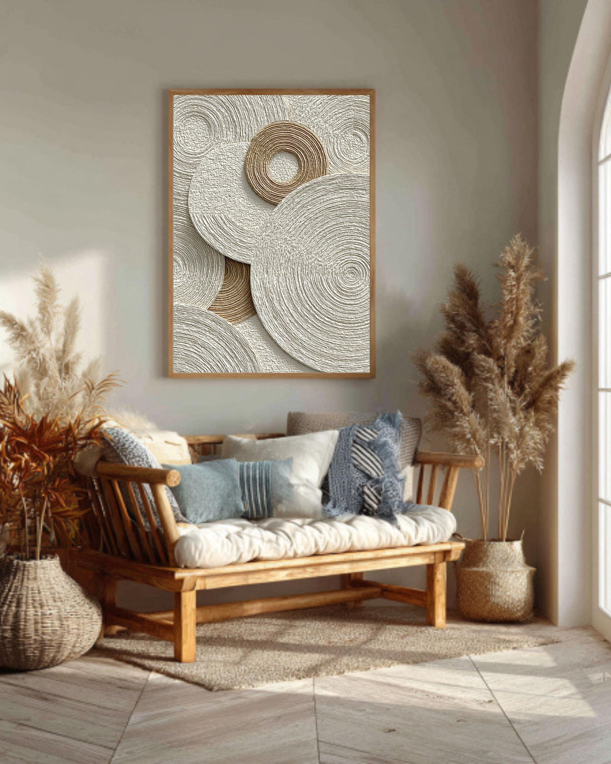 Beige Textured 3D Abstract Inspired Canvas Art: Modern Minimalist Decor
