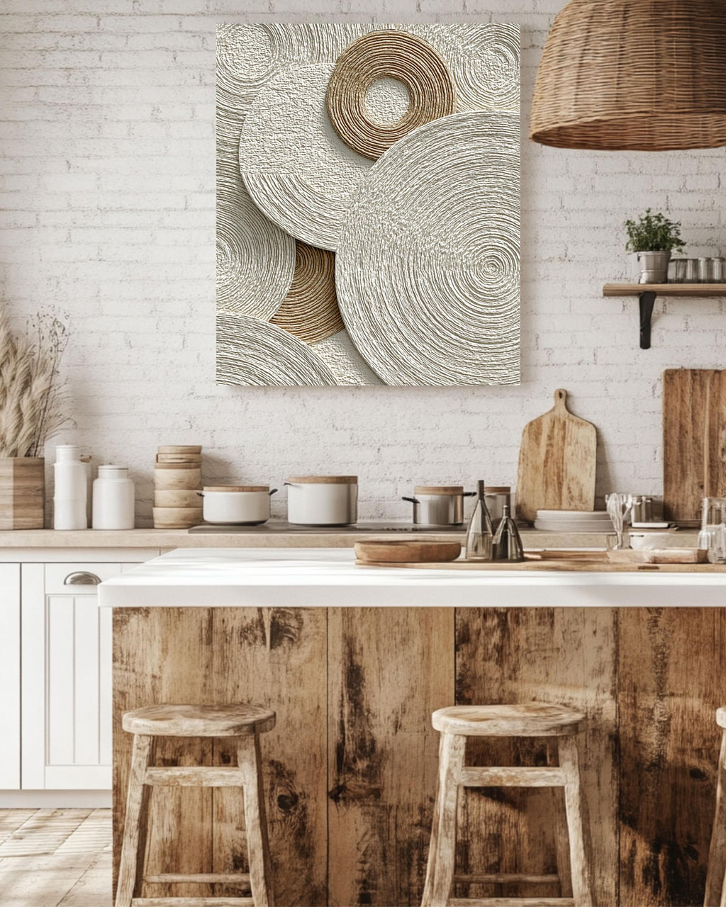 Beige Textured 3D Abstract Inspired Canvas Art: Modern Minimalist Decor