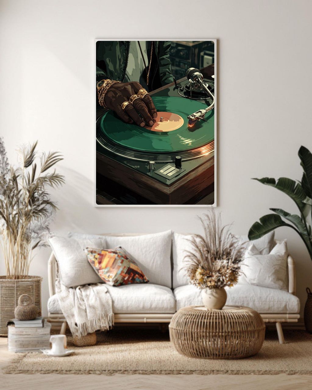 DJ Turntable Canvas Art: Hip Hop Vinyl Record Print, Hypebeast Decor