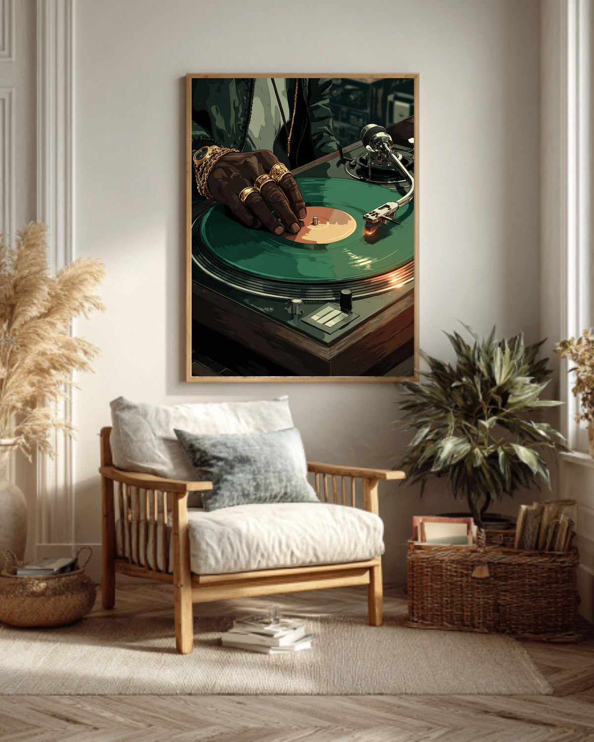 DJ Turntable Canvas Art: Hip Hop Vinyl Record Print, Hypebeast Decor