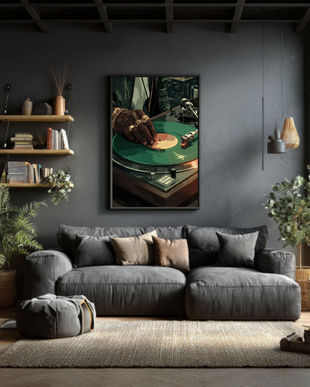 DJ Turntable Canvas Art: Hip Hop Vinyl Record Print, Hypebeast Decor