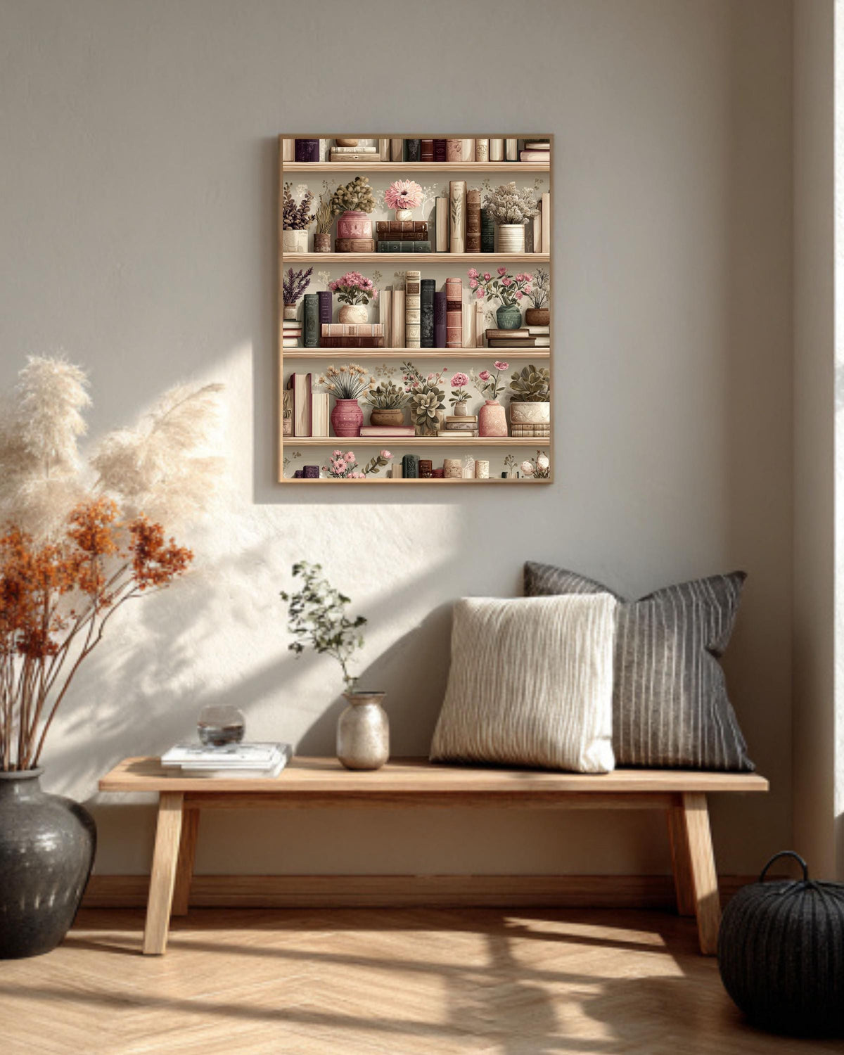 Vintage Library Poster: Retro Book Art Print for Book Lovers