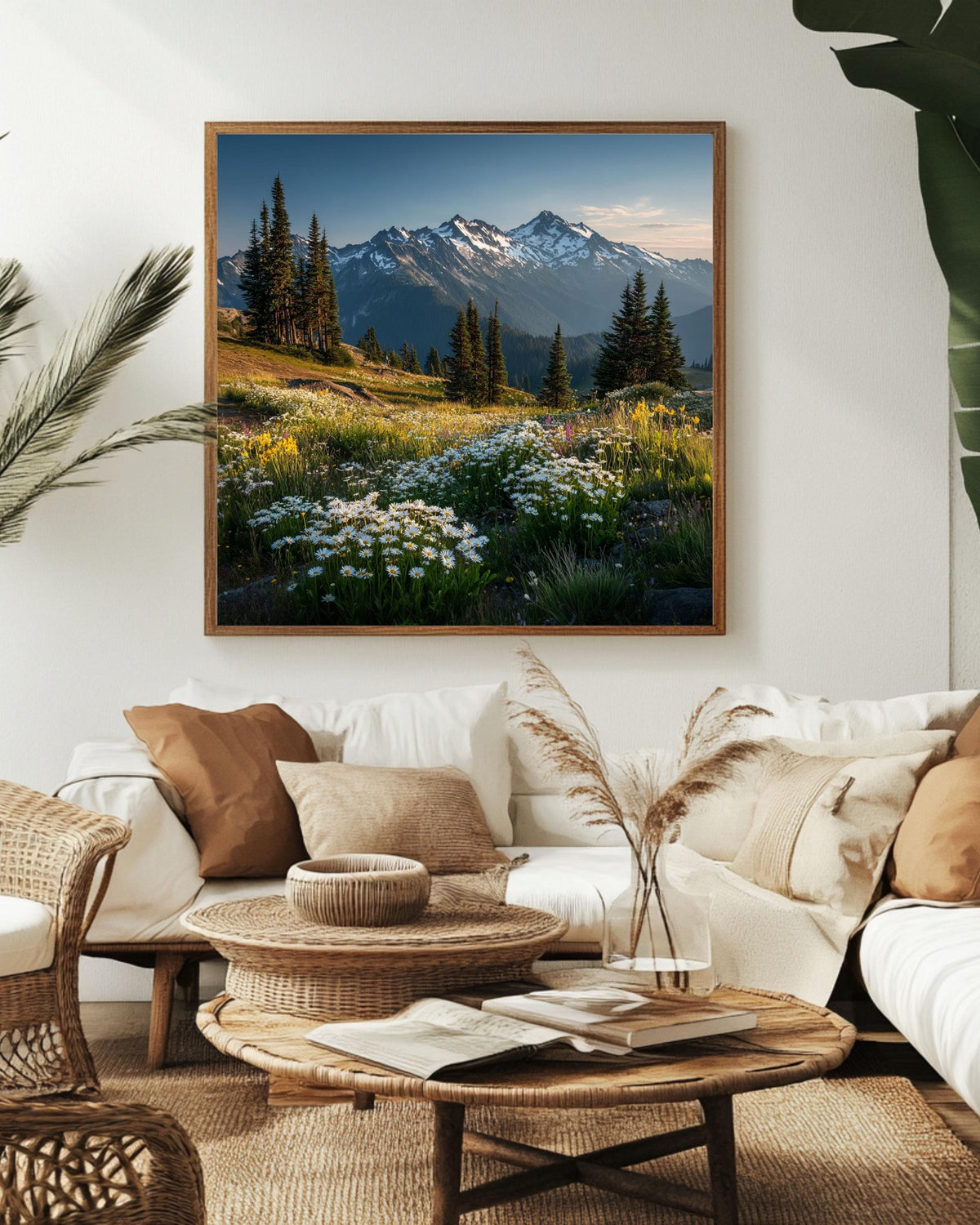 Alpine Meadow Canvas Print: Mountain Wildflowers Landscape Wall Art