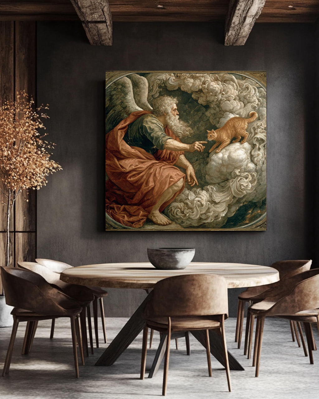 Funny Cat Renaissance Meme Art Print: Humorous Pet Lover Decor