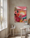 Floral Sunrise Canvas Art: Boho Abstract Nature Painting