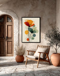 Mid Century Modern Poppy Canvas Print: Abstract Floral Wall Art