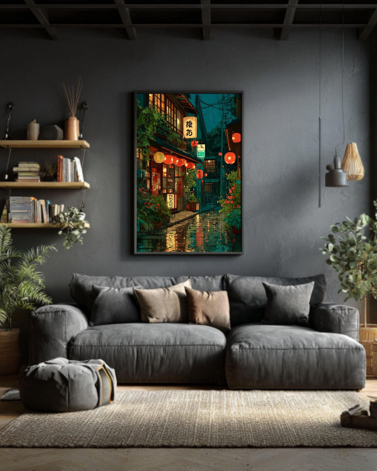 Tokyo Tea House Canvas Print: Modern Ukiyo-e Anime Wall Art