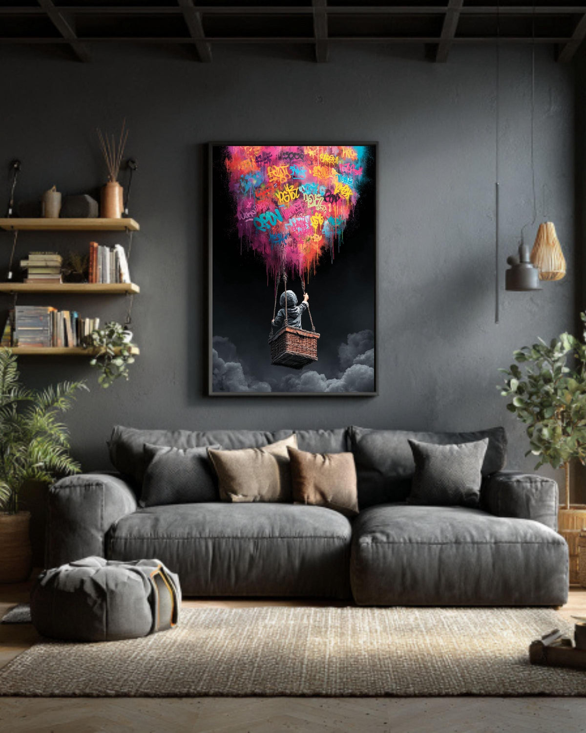 Banksy Balloon Canvas Art: Graffiti-Inspired Urban Wall Decor