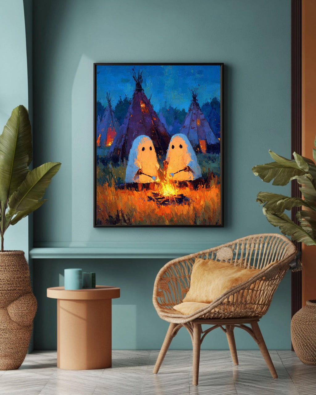 Camping Ghosts Gothic Vintage Style Spooky Whimsical Dark Academia Romantic Halloween Art