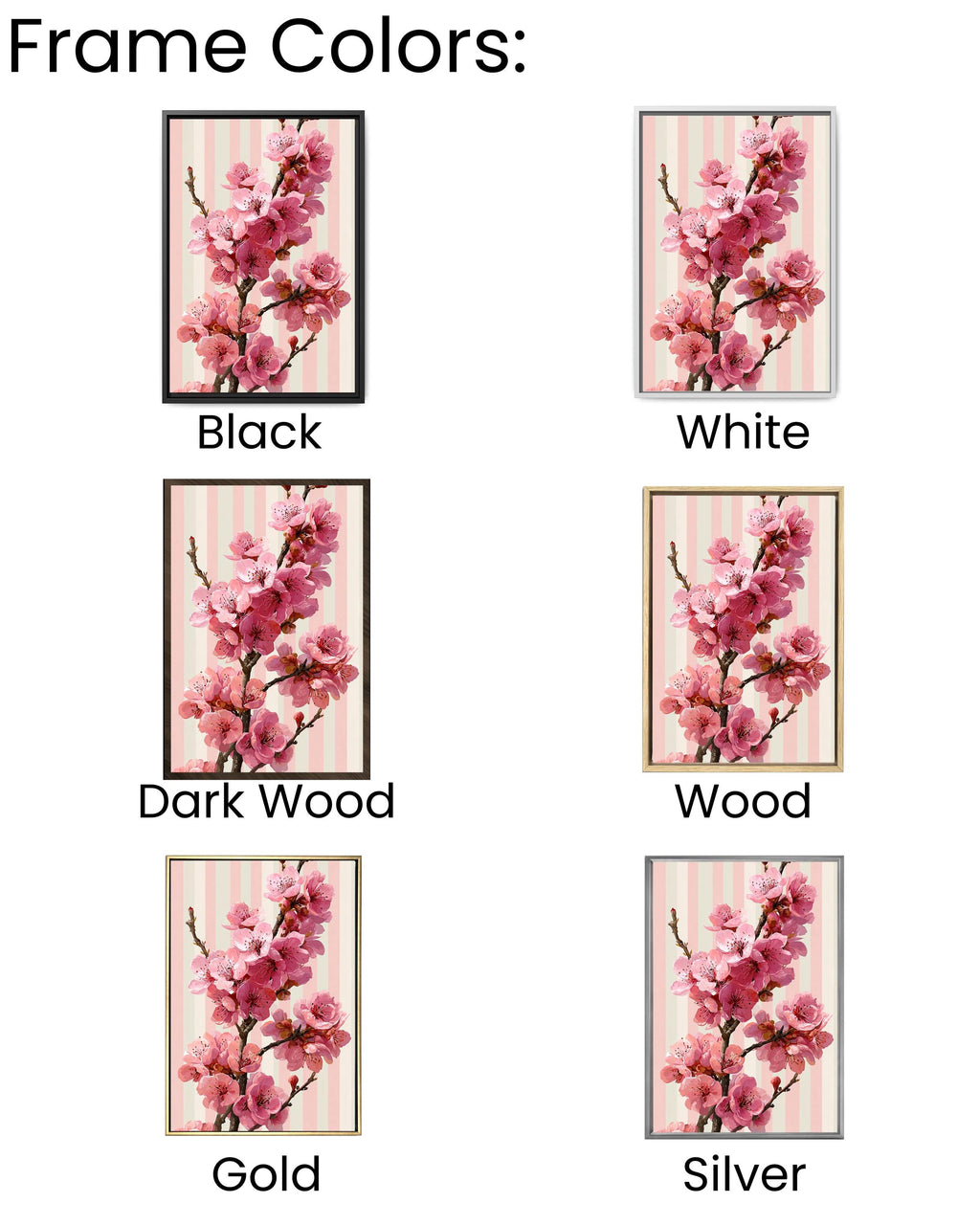 Cherry Blossom Canvas Art: Pink Sakura Floral Print, Framed Wall Decor