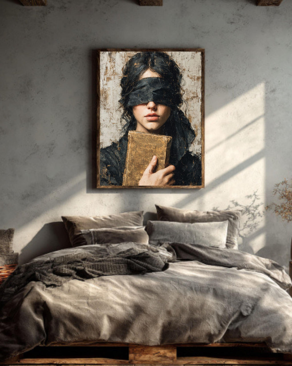 Victorian Woman Reading Canvas: Dark Academia Book Lover Art