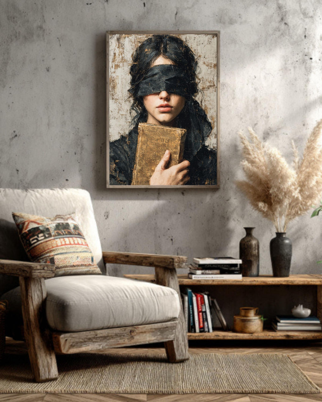 Victorian Woman Reading Canvas: Dark Academia Book Lover Art