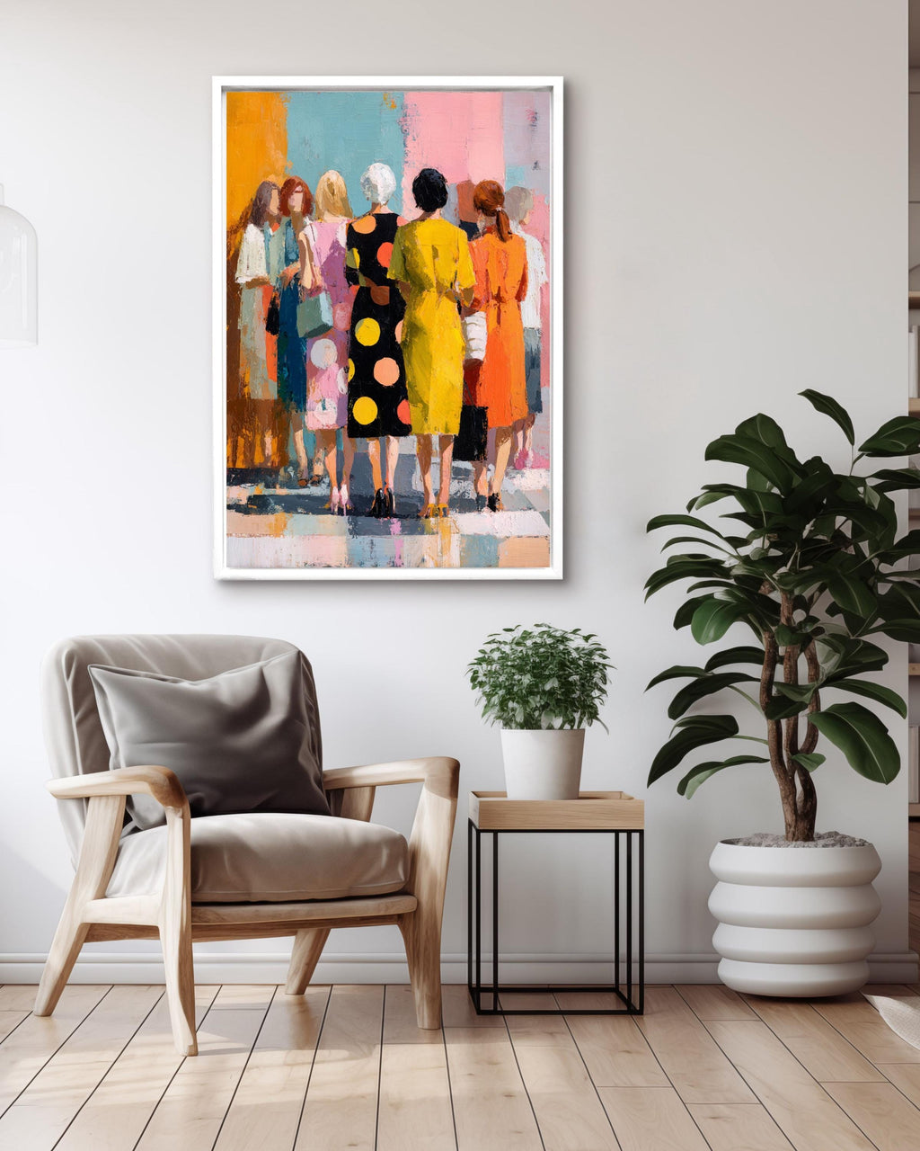 Modern Colorful Feminine Canvas | Abstract People Vibrant Women Art | Contemporary Bold Artwork