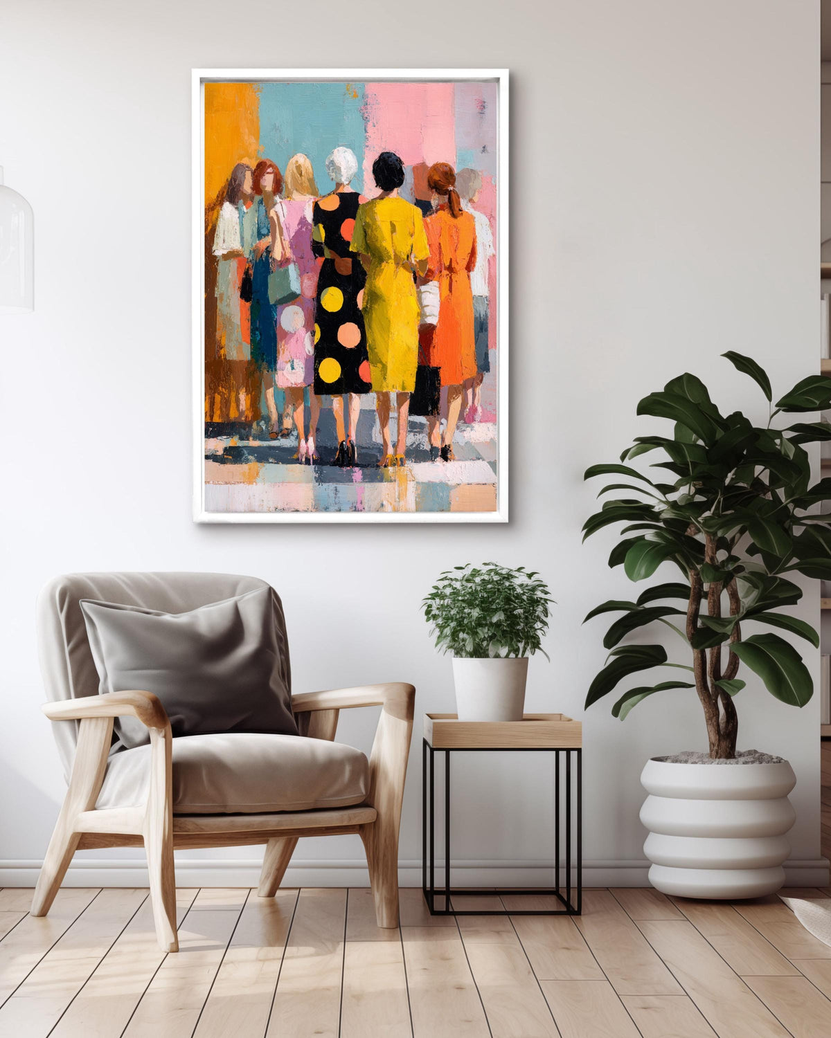 Modern Colorful Feminine Canvas | Abstract People Vibrant Women Art | Contemporary Bold Artwork
