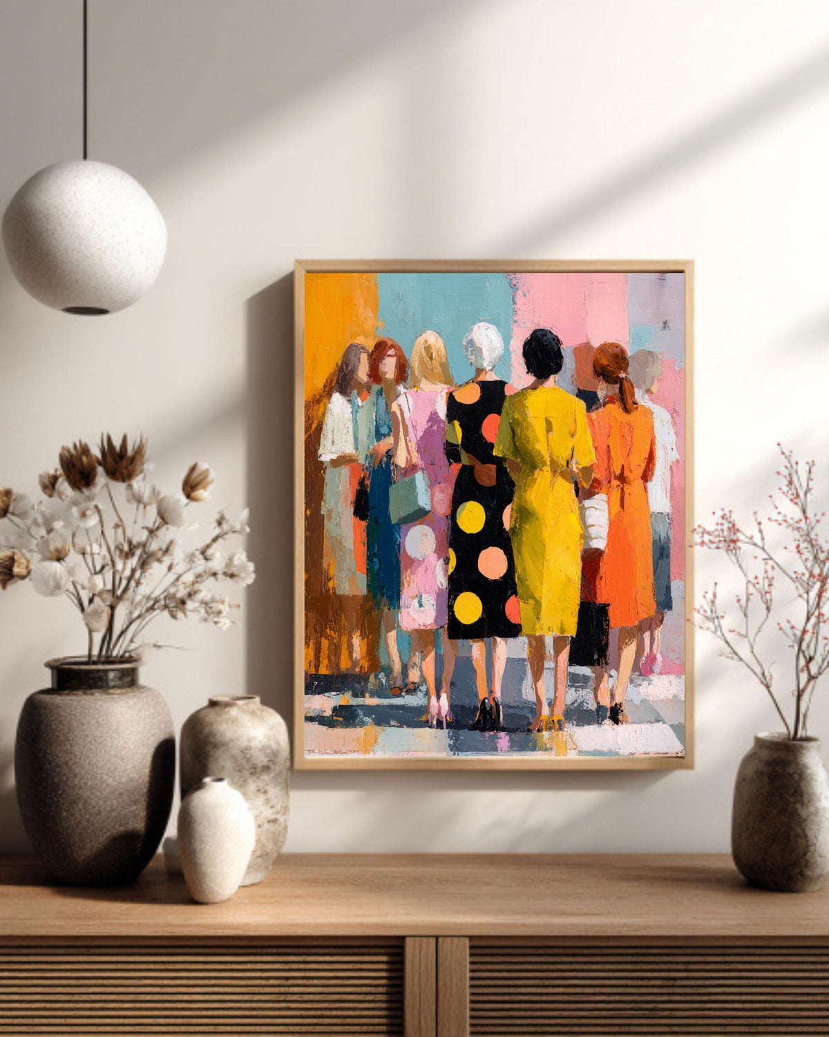 Modern Colorful Feminine Canvas | Abstract People Vibrant Women Art | Contemporary Bold Artwork
