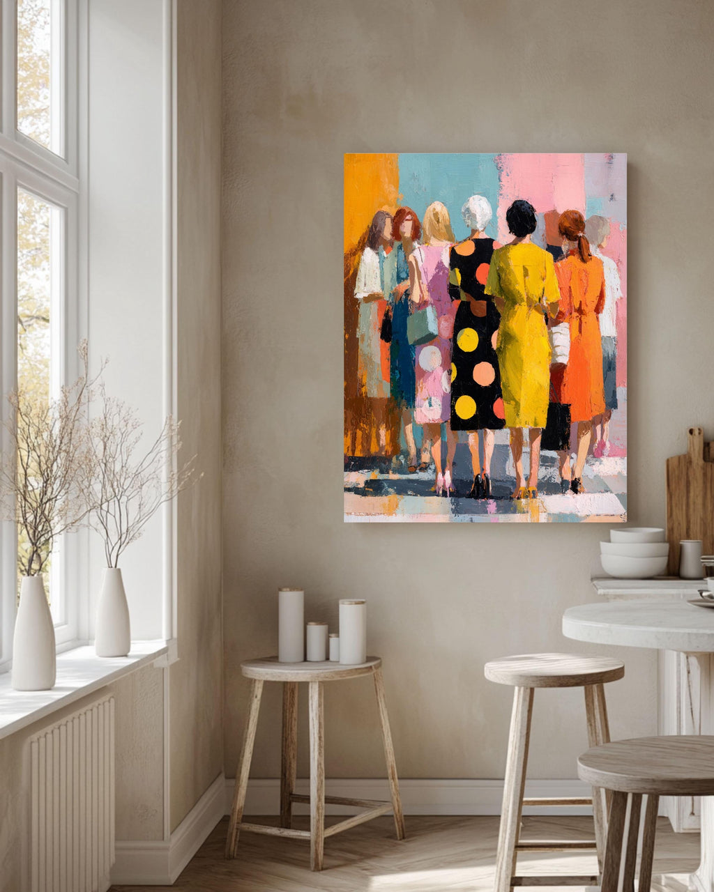 Modern Colorful Feminine Canvas | Abstract People Vibrant Women Art | Contemporary Bold Artwork
