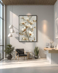 Beige Floral Tapestry Canvas | Vintage Textile Inspired Wall Hanging | Elegant Botanical Artwork