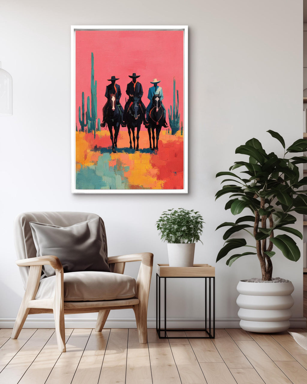 Southwestern Cowboys Canvas | Abstract Western Horse Painting | Modern Country Cowboy Artwork