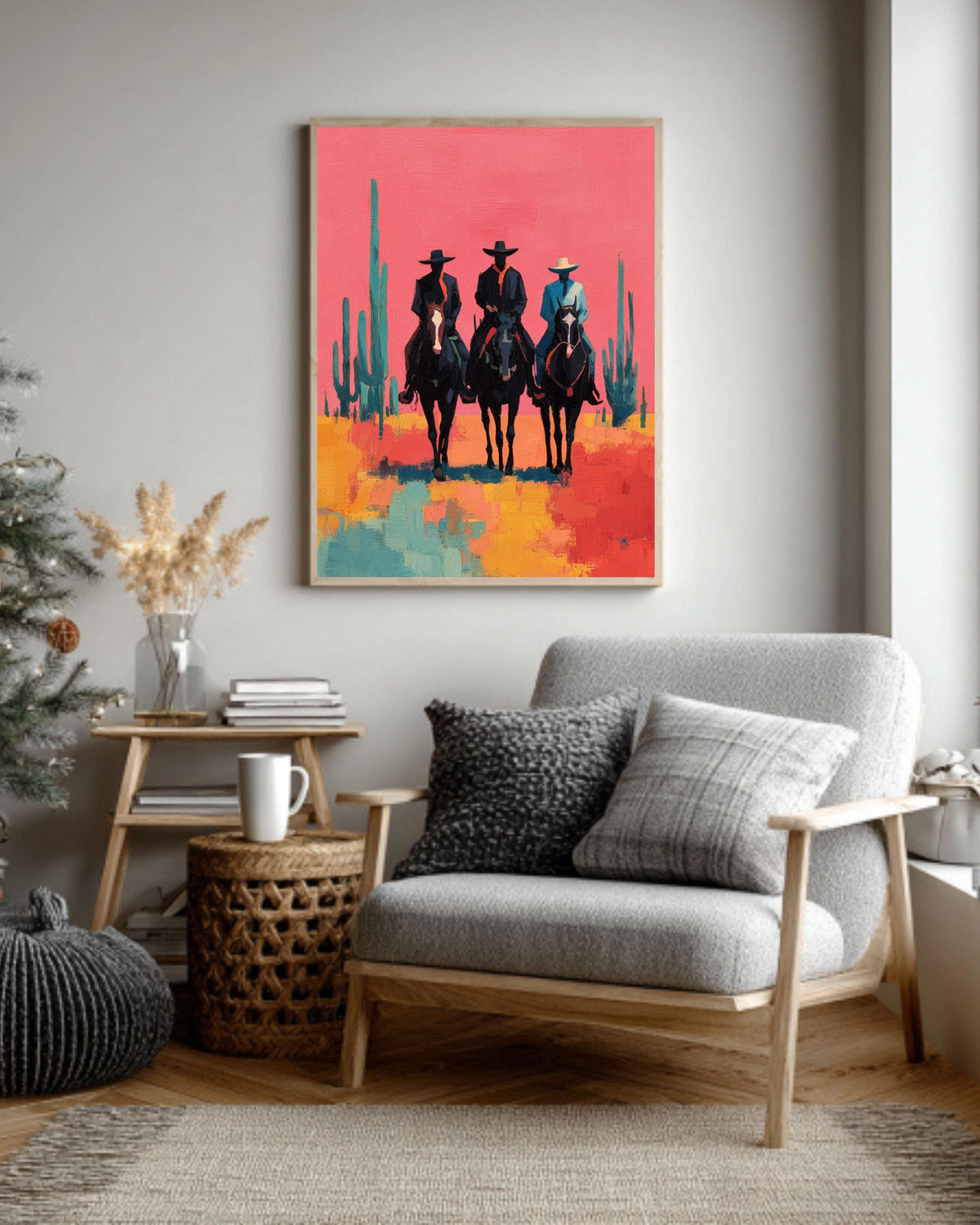 Southwestern Cowboys Canvas | Abstract Western Horse Painting | Modern Country Cowboy Artwork