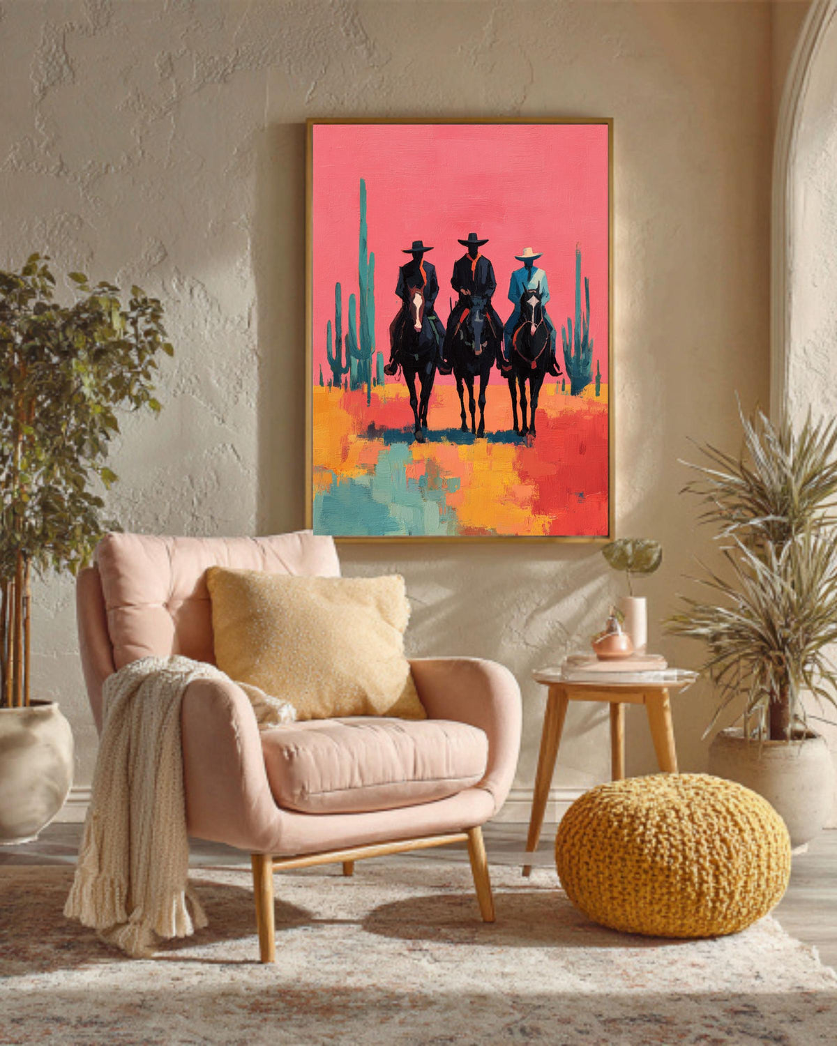 Southwestern Cowboys Canvas | Abstract Western Horse Painting | Modern Country Cowboy Artwork